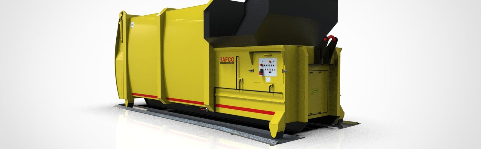 Contenedor prensa estacionario RAFCO — compactador de residuos para estaciones de transferencia e industria