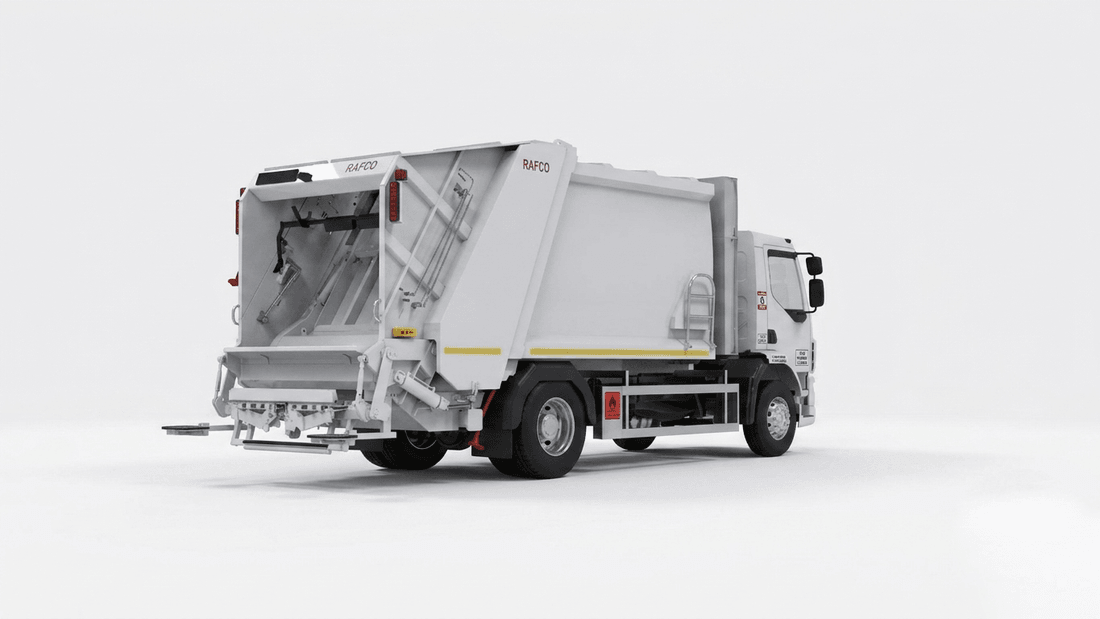 RAFCO WPress compactador de carga trasera con lavado de contenedores integrado 12 m³